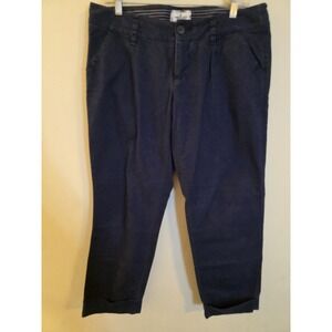 American Eagle Women's Sz 10 Blue Cotton Stretch Low-Rise Cuffed Chino Pants Y2K